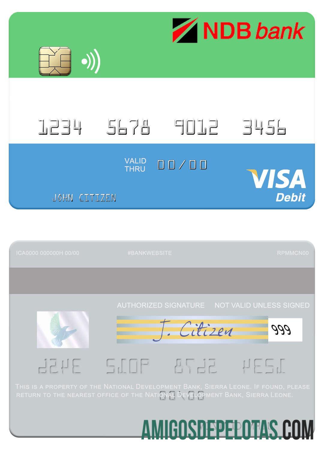 Cartão de débito Visa do Banco Nacional de Desenvolvimento de Serra Leoa baixar para verificação